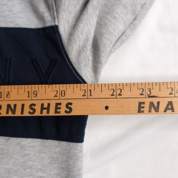 DKNY Men's Light Grey Snap Button Polo Navy Stripe Embroidery Spellout, Size Med - Picture 8 of 9